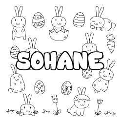 Coloriage pr&eacute;nom SOHANE - d&eacute;cor Paques