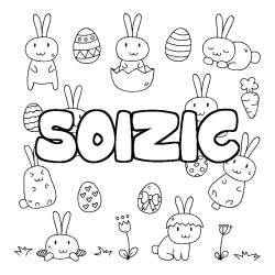 Coloriage pr&eacute;nom SOIZIC - d&eacute;cor Paques