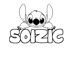 Coloriage prénom SOIZIC - décor Stitch