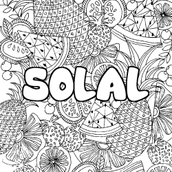 Coloriage prénom SOLAL - décor Mandala fruits