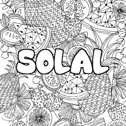 Coloriage pr&eacute;nom SOLAL - d&eacute;cor Mandala fruits