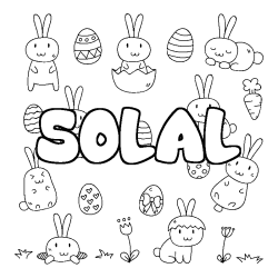 Coloriage pr&eacute;nom SOLAL - d&eacute;cor Paques