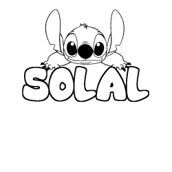 Coloriage prénom SOLAL - décor Stitch