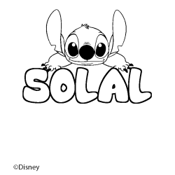 Coloriage pr&eacute;nom SOLAL - d&eacute;cor Stitch