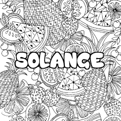 Coloriage pr&eacute;nom SOLANGE - d&eacute;cor Mandala fruits