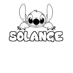 Coloriage prénom SOLANGE - décor Stitch