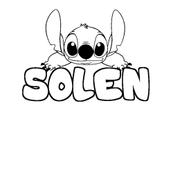 Coloriage prénom SOLEN - décor Stitch