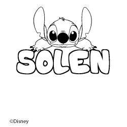 Coloriage pr&eacute;nom SOLEN - d&eacute;cor Stitch