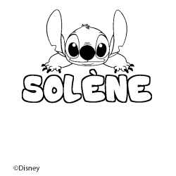 Coloriage pr&eacute;nom SOL&Egrave;NE - d&eacute;cor Stitch