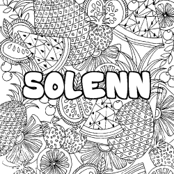 Coloriage prénom SOLENN - décor Mandala fruits