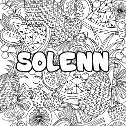 Coloriage pr&eacute;nom SOLENN - d&eacute;cor Mandala fruits