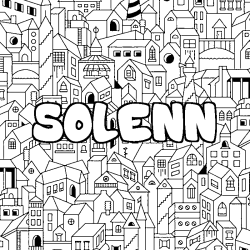 Coloriage prénom SOLENN - décor Ville
