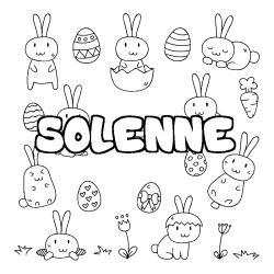 Coloriage pr&eacute;nom SOLENNE - d&eacute;cor Paques