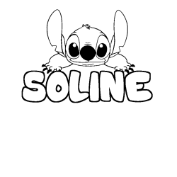 Coloriage prénom SOLINE - décor Stitch