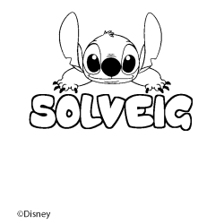 Coloriage pr&eacute;nom SOLVEIG - d&eacute;cor Stitch