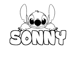 Coloriage prénom SONNY - décor Stitch