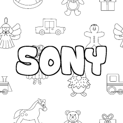 Coloriage pr&eacute;nom SONY - d&eacute;cor Jouets