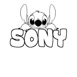 Coloriage prénom SONY - décor Stitch