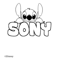Coloriage pr&eacute;nom SONY - d&eacute;cor Stitch