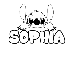 Coloriage prénom SOPHIA - décor Stitch