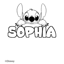 Coloriage pr&eacute;nom SOPHIA - d&eacute;cor Stitch