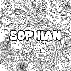 Coloriage pr&eacute;nom SOPHIAN - d&eacute;cor Mandala fruits