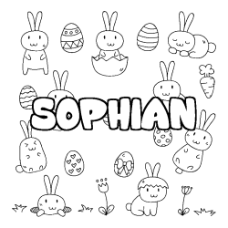 Coloriage pr&eacute;nom SOPHIAN - d&eacute;cor Paques