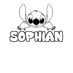Coloriage prénom SOPHIAN - décor Stitch