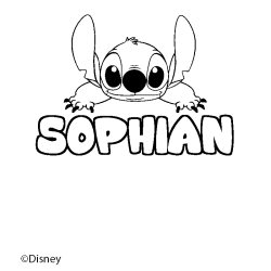 Coloriage pr&eacute;nom SOPHIAN - d&eacute;cor Stitch