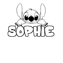 Coloriage prénom SOPHIE - décor Stitch
