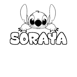 Coloriage prénom SORAYA - décor Stitch