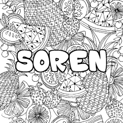 Coloriage SOREN - d&eacute;cor Mandala fruits