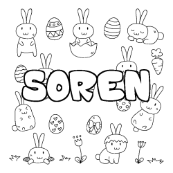 Coloriage SOREN - d&eacute;cor Paques
