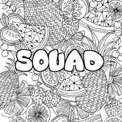 Coloriage pr&eacute;nom SOUAD - d&eacute;cor Mandala fruits