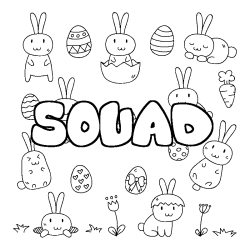Coloriage pr&eacute;nom SOUAD - d&eacute;cor Paques