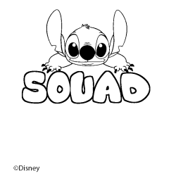 Coloriage pr&eacute;nom SOUAD - d&eacute;cor Stitch