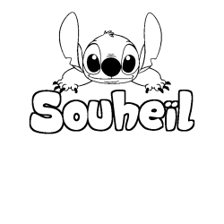 Coloriage prénom Souheïl - décor Stitch