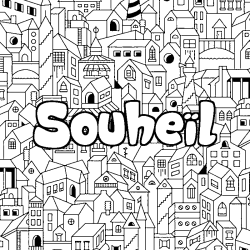 Coloriage Souhe&iuml;l - d&eacute;cor Ville