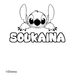 Coloriage pr&eacute;nom SOUKAINA - d&eacute;cor Stitch