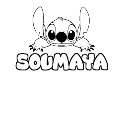 Coloriage prénom SOUMAYA - décor Stitch