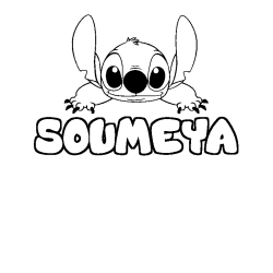 Coloriage prénom SOUMEYA - décor Stitch