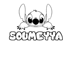 Coloriage prénom SOUMEYYA - décor Stitch