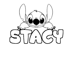 Coloriage prénom STACY - décor Stitch