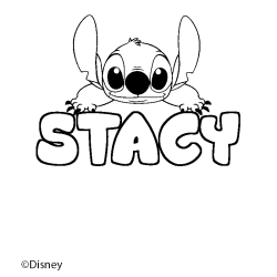 Coloriage pr&eacute;nom STACY - d&eacute;cor Stitch
