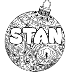 Coloriage pr&eacute;nom STAN - d&eacute;cor Boule de No&euml;l