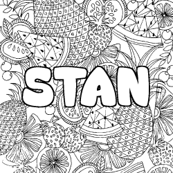 Coloriage prénom STAN - décor Mandala fruits
