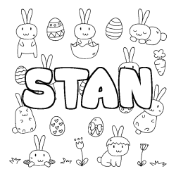 Coloriage pr&eacute;nom STAN - d&eacute;cor Paques