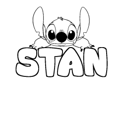 Coloriage prénom STAN - décor Stitch