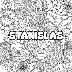 Coloriage prénom STANISLAS - décor Mandala fruits