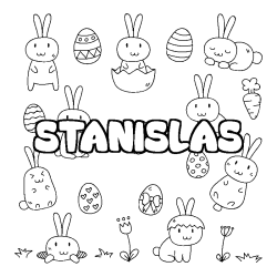 Coloriage prénom STANISLAS - décor Paques